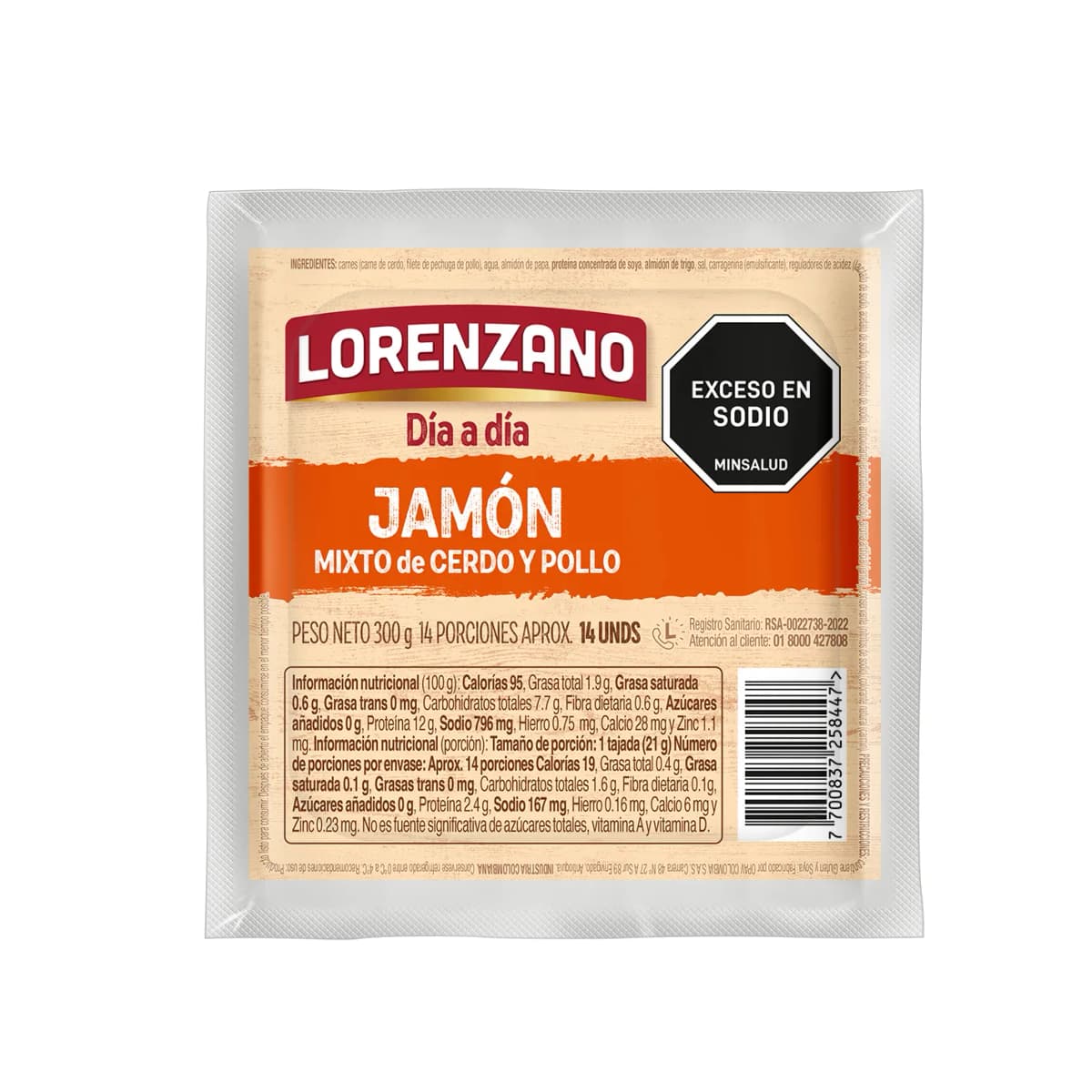 LORENZANO Jamon Mixto Cerdo Pollo 14und