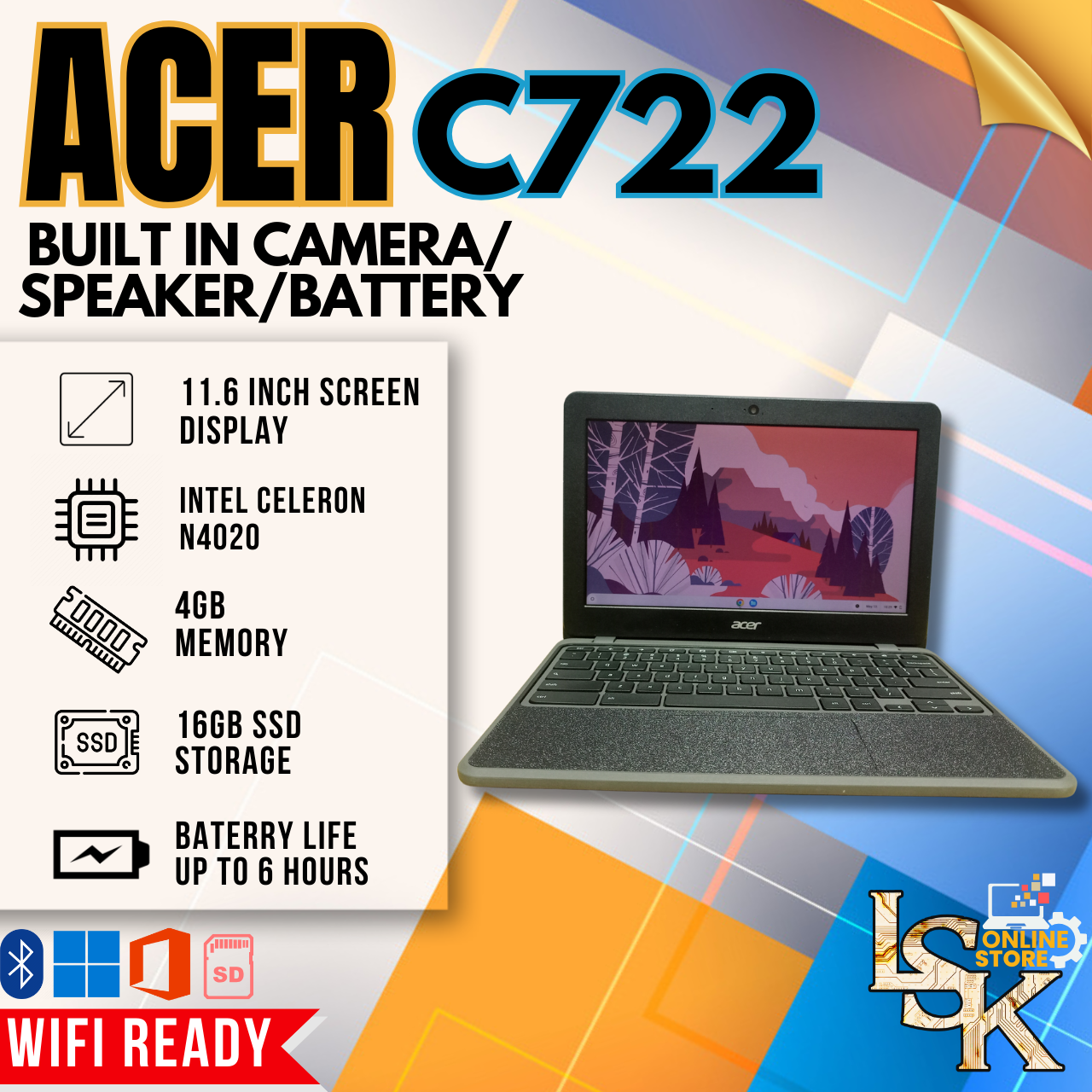 Acer Preloved c722 Laptop Laptop Ssd 16 GB