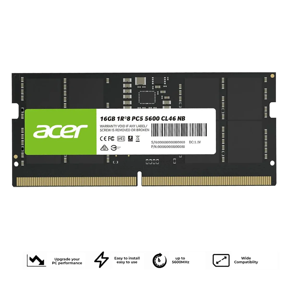 Acer sd200 1x16gb 5600mhz cl46 ddr5 16 GB