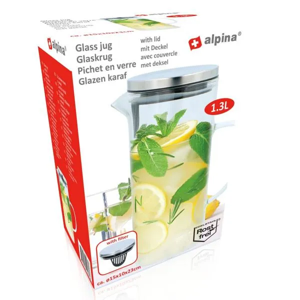 ALPINA Easy Pouring Glass Water Jug