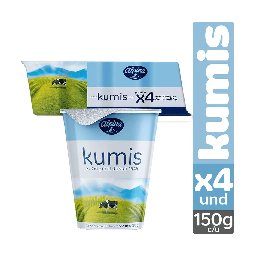 ALPINA Kumis Vaso x4und x150g C refrigerado ALPINA Kumis Vaso x4und x150g C refrigerado