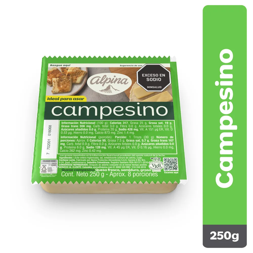 ALPINA Queso Campesino 250g refrigerado