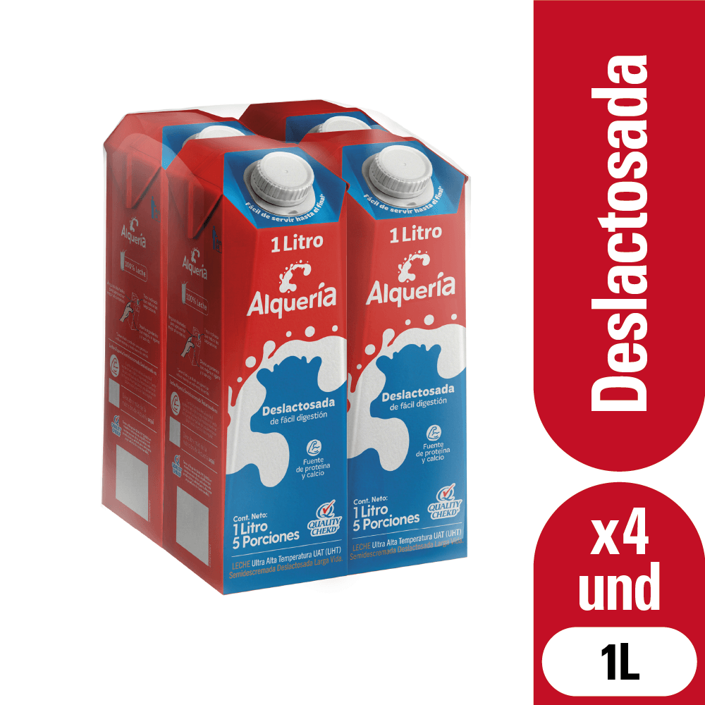 ALQUERIA Leche Deslactosada Tetrapack 1l x4unds