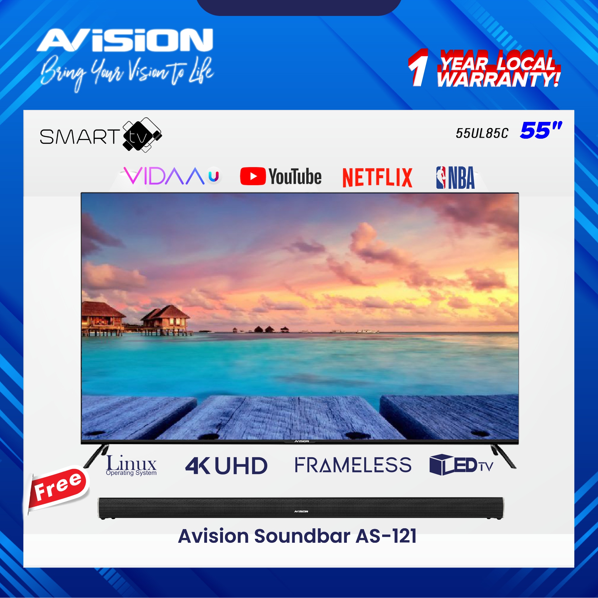 Avision 55 Frameless 4k Smart Digital