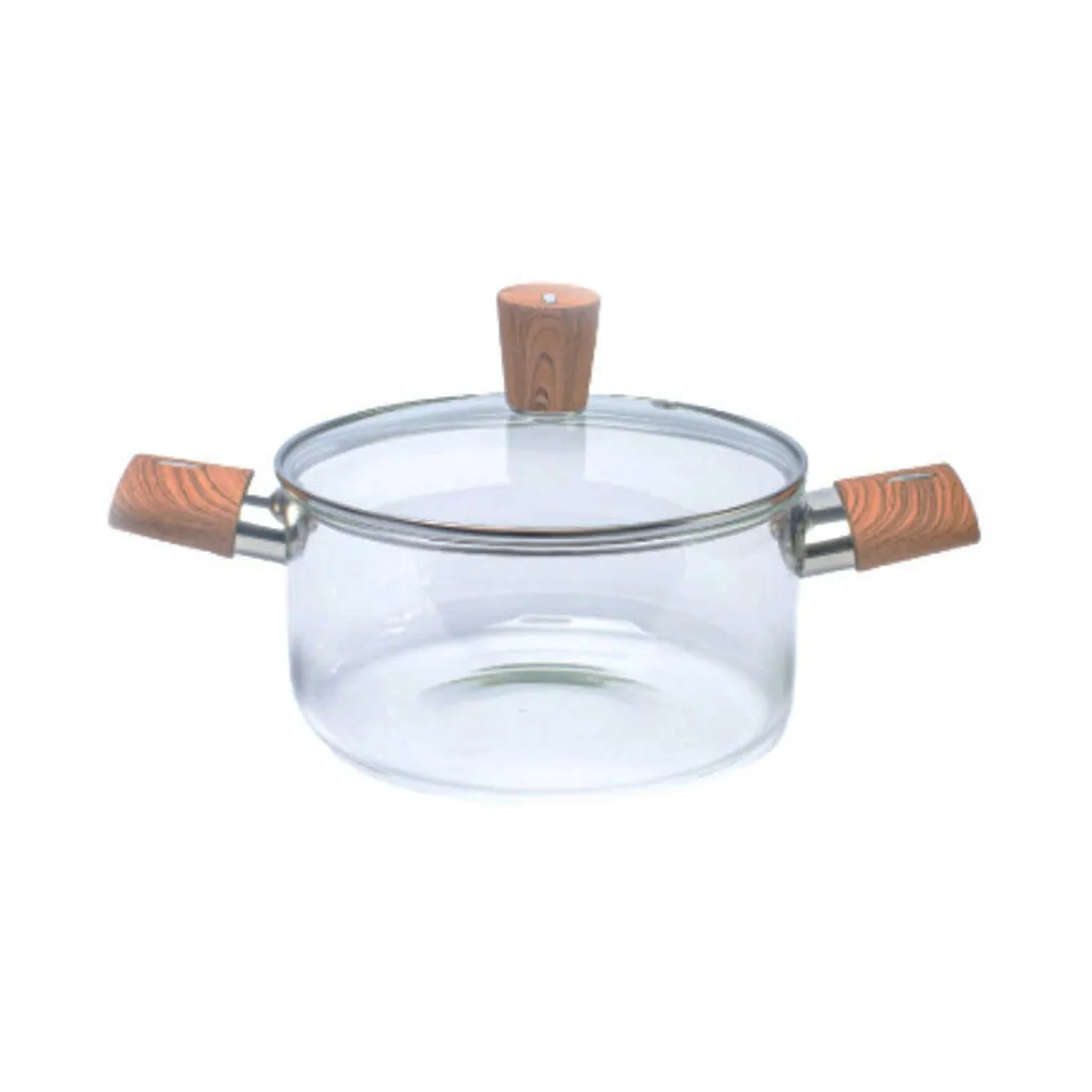 Aviva Home Olla Vidrio Tapa Mango Madera