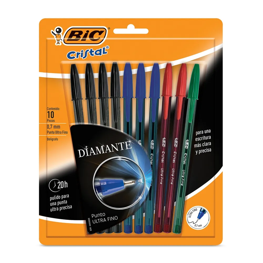 Bic Boligrafos Cristal Diamante Ultrafino 10