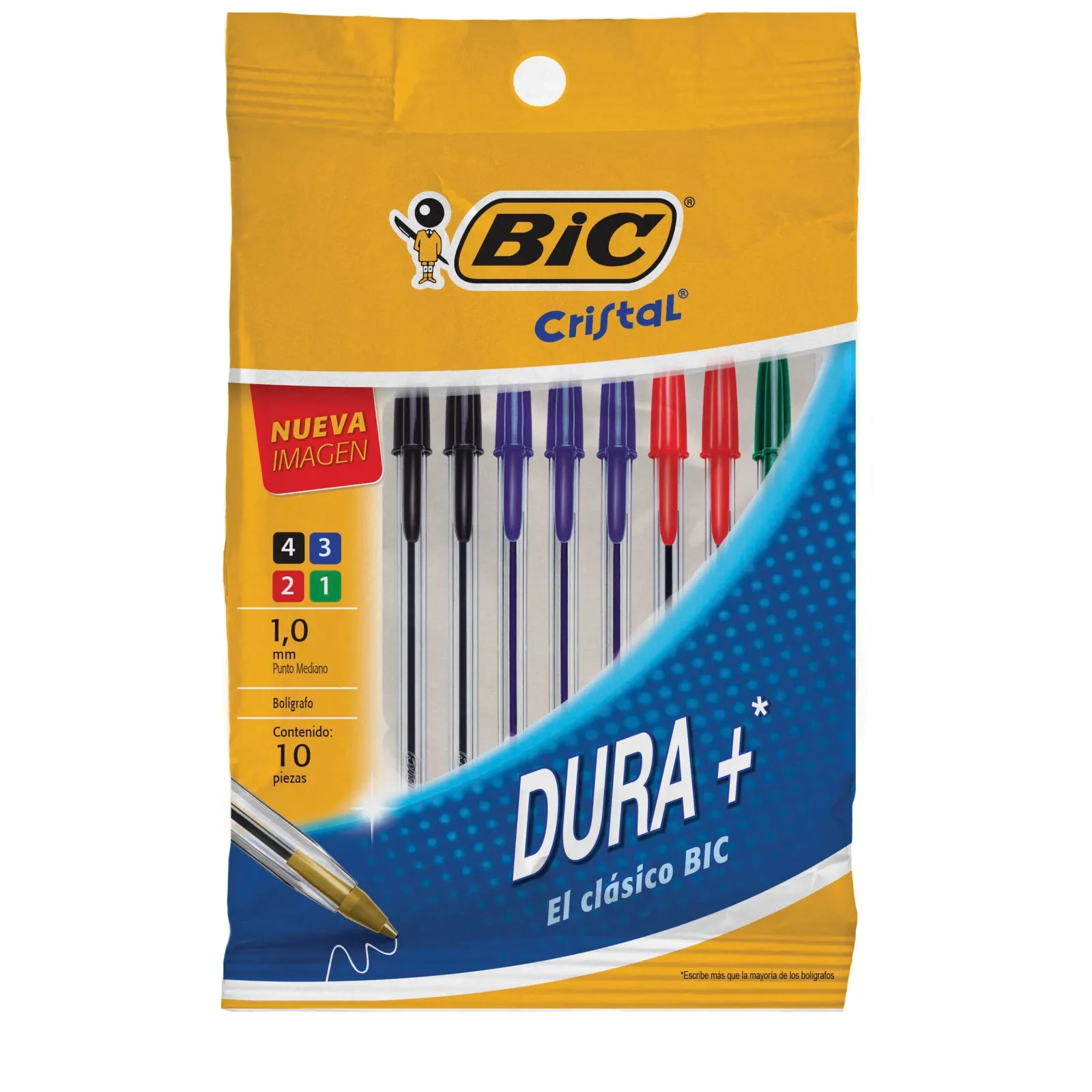 Bic Boligrafos Cristal Dura+ Multicolor Medio