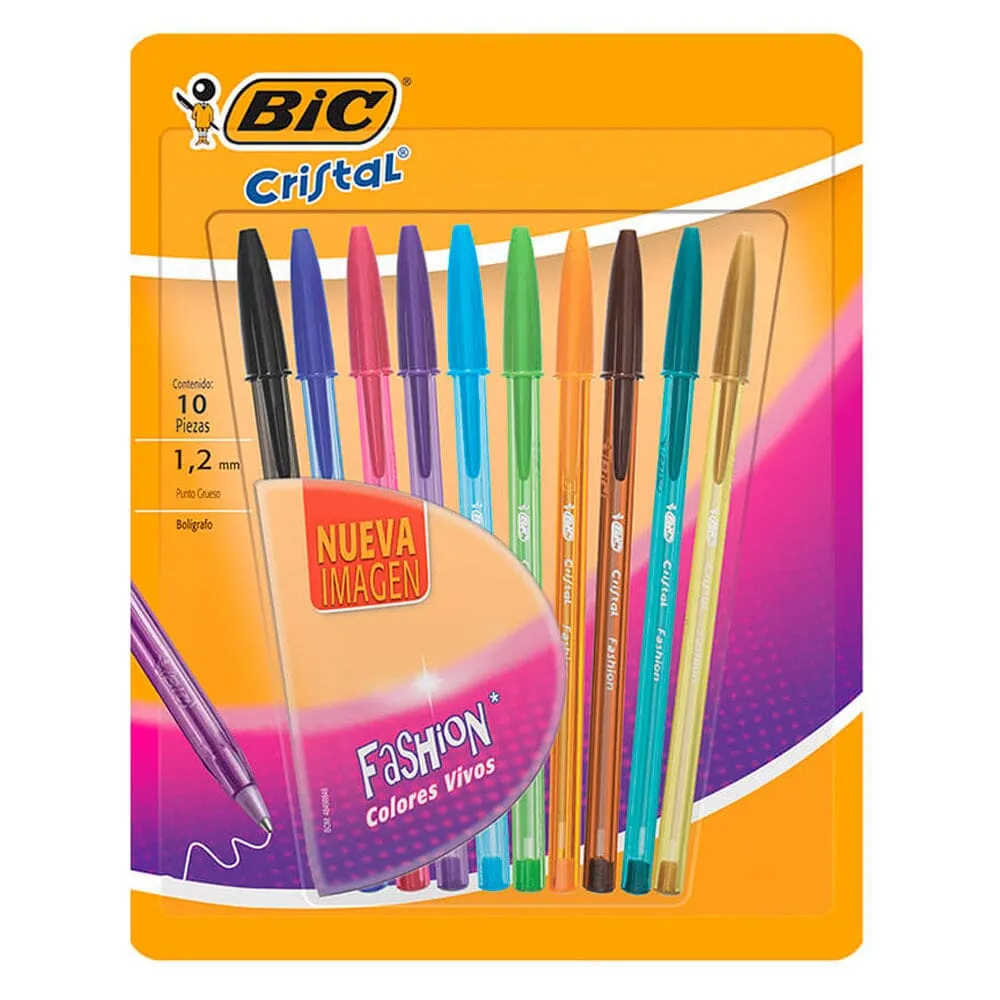 Bic Boligrafos Cristal Fashion Multicolor Grueso