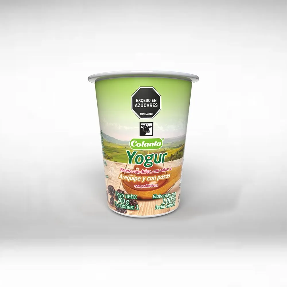 COLANTA Yogurt Arequipe Pasas Vaso x200g refrigerado