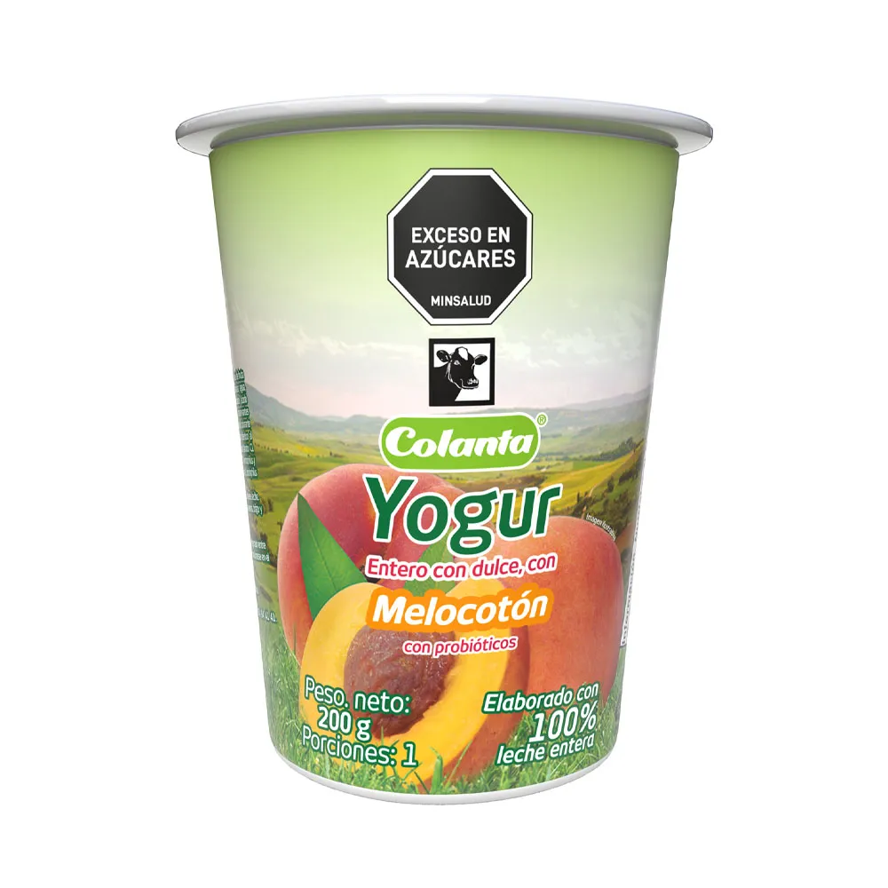 COLANTA Yogurt Melocoton Vaso x200g refrigerado COLANTA Yogurt Melocoton Vaso x200g refrigerado