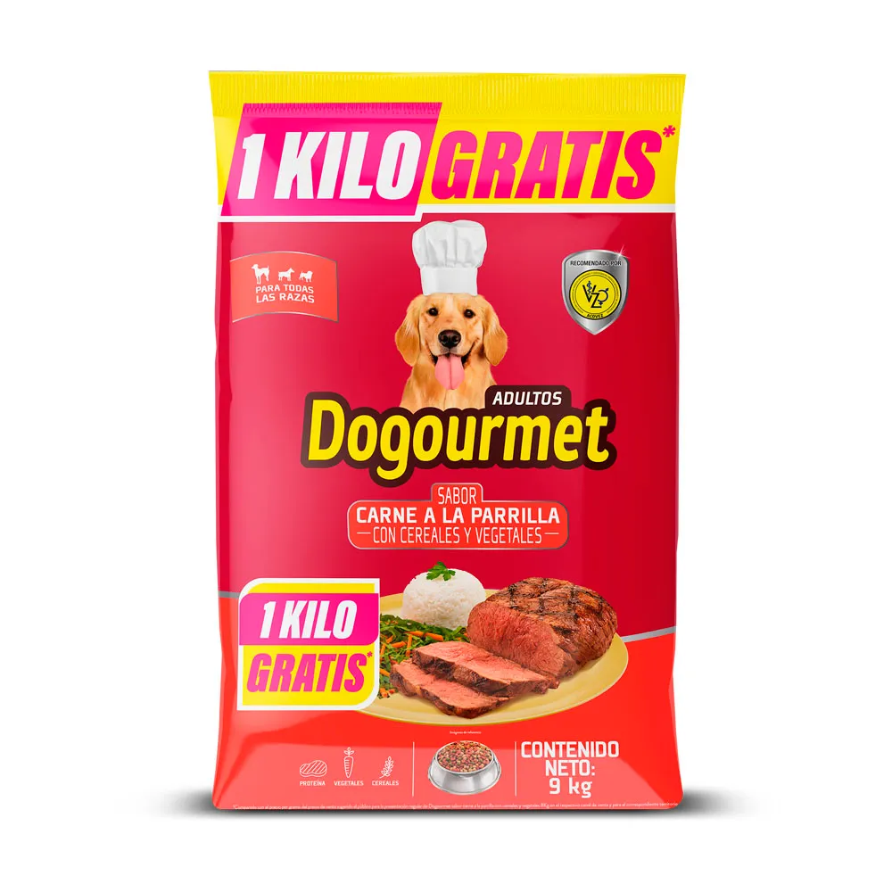 DOGOURMET Alimento Carneparrilla 9kg conserve en un lugar fresco