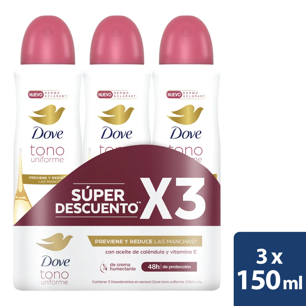 DOVE Desodorante Calendula Tono Uniforme 3x150