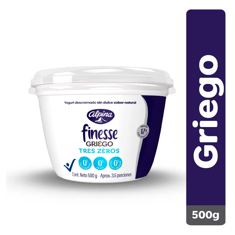 FINESSE Yogurt Griego Zero 500g conservar refigerado una vez abierto