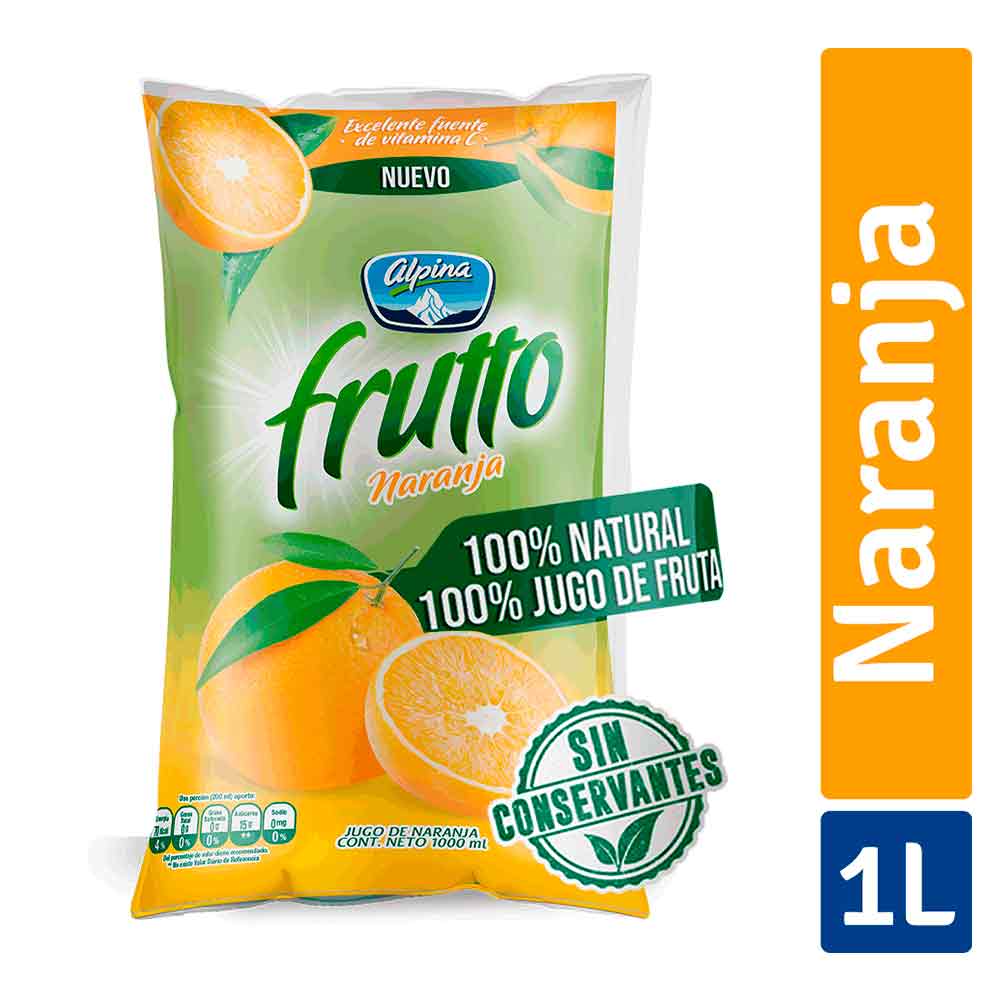 FRUTTO Jugo 100% Bolsa x1l FRUTTO Jugo 100% Bolsa x1l