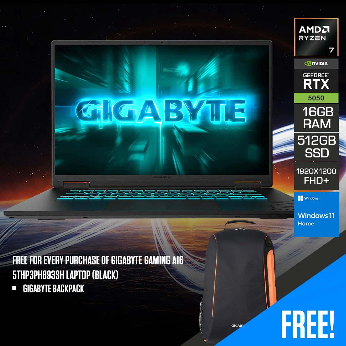 GIGABYTE a16 5thp3ph893sh 16 Fhd+ 1920x1200 512 GB
