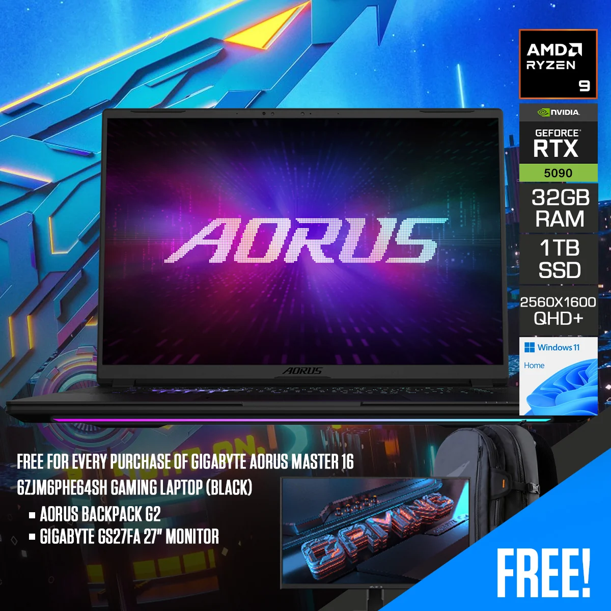 GIGABYTE Aorus 16 6zjm6phe64sh 16 Qhd+ 1 TB