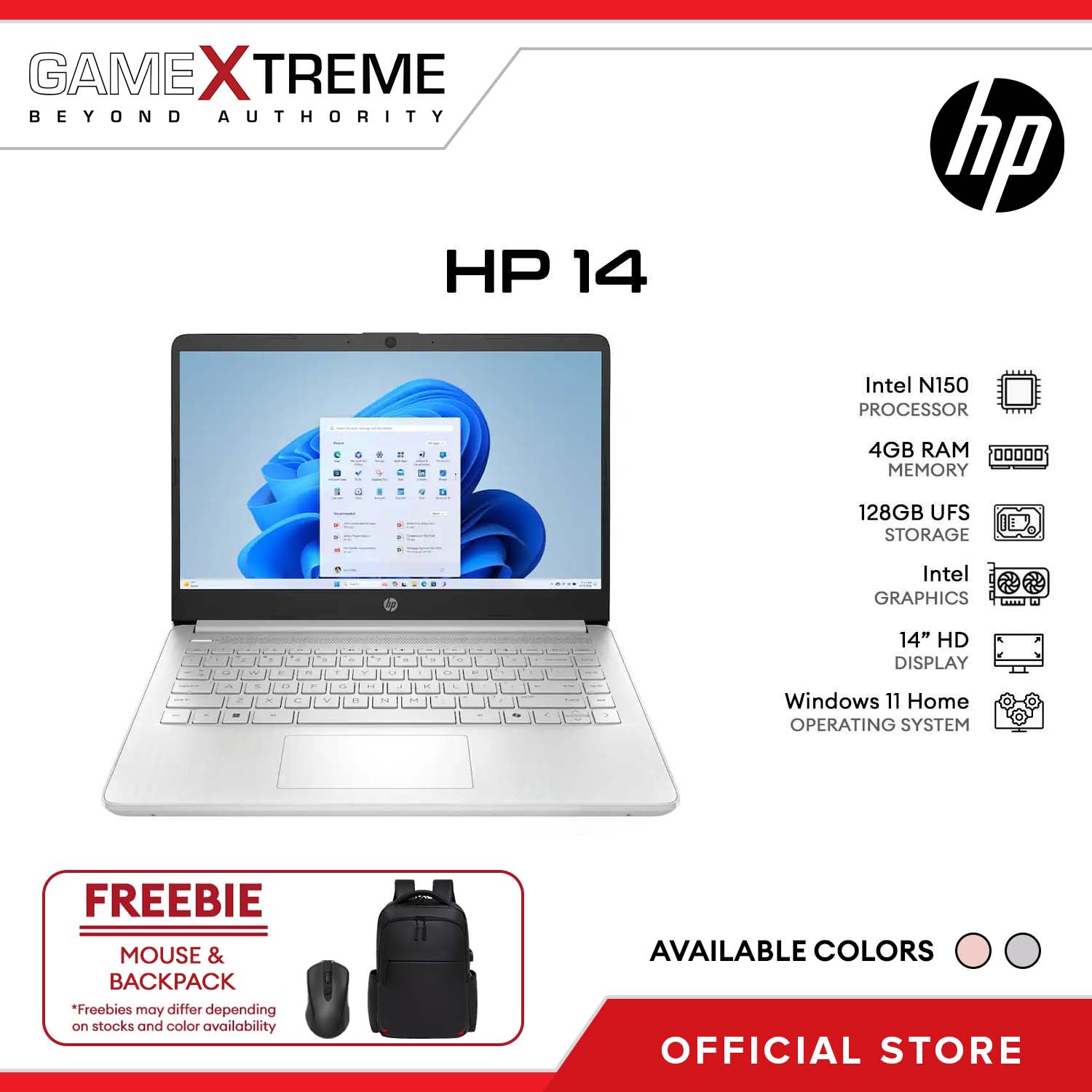 HP 14 n150 Processor lpddr5 Ufs 128 GB