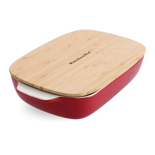 KITCHENAID Stoneware Medium Baking Dish Bamboo KITCHENAID Stoneware Medium Baking Dish Bamboo