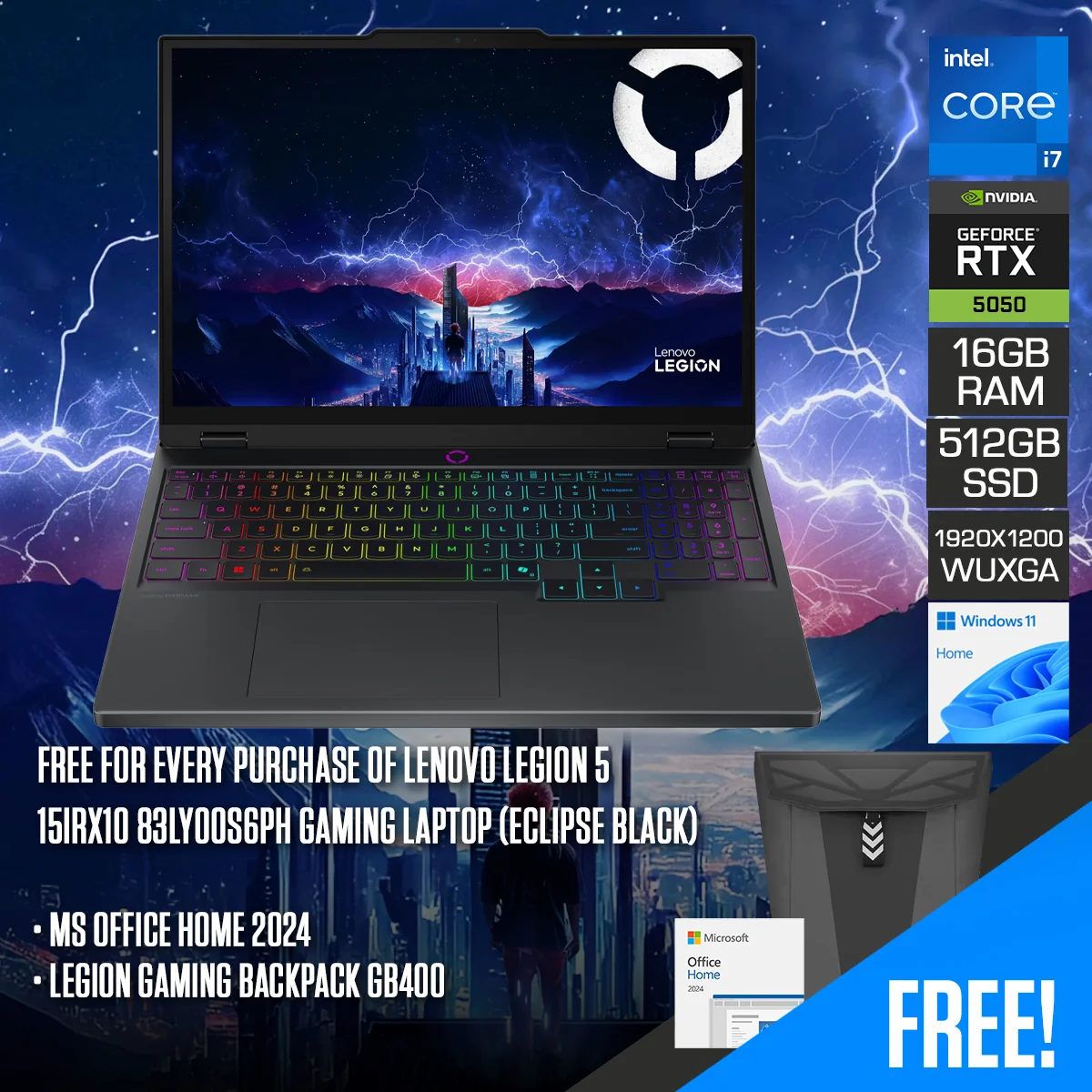 Lenovo Legion 5 15irx10 83ly00s6ph Eclipse 512 GB
