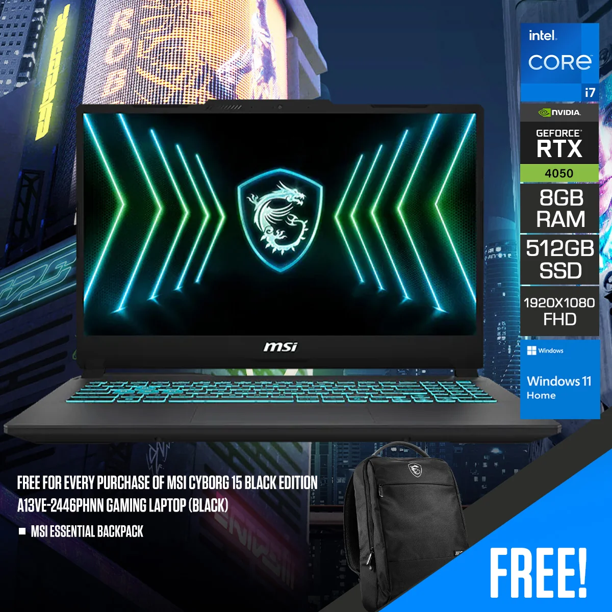 MSI Cyborg 15 Edition a13ve 2452phnn 512 GB
