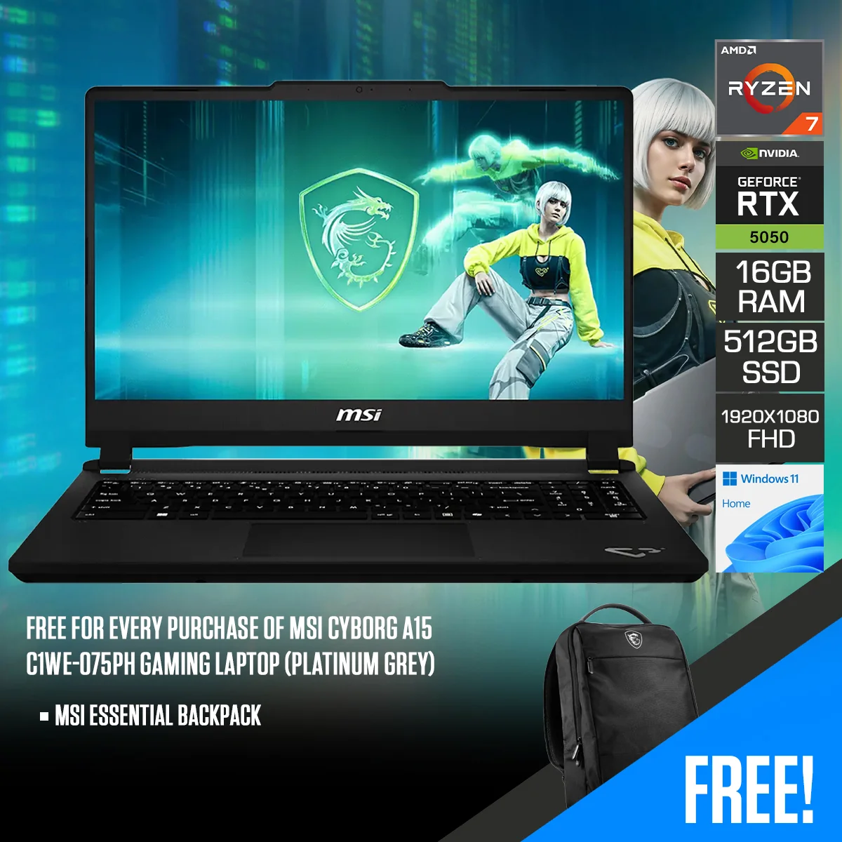 MSI Cyborg a15 c1we 075ph Platinum 512 GB