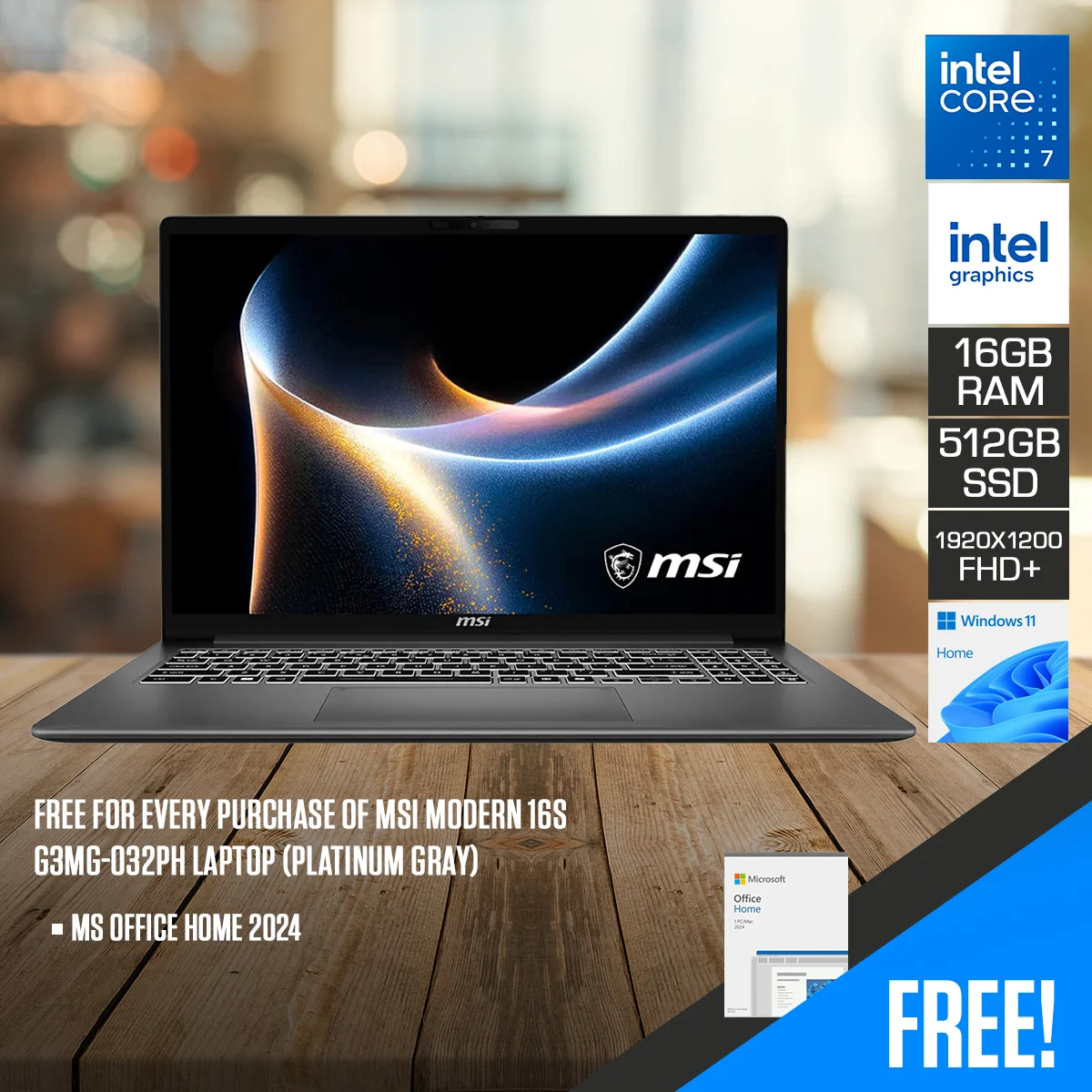 MSI Modern 16s g3mg 032ph Platinum 512 GB