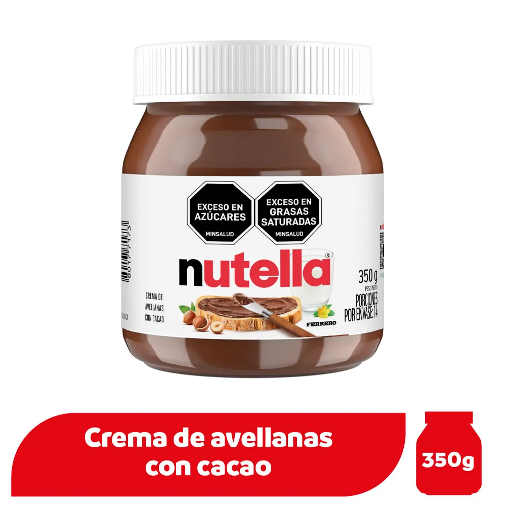 NUTELLA Avellanas Cacao Leche x350grs conservar temperatura ambiente (14 a1 8°c).