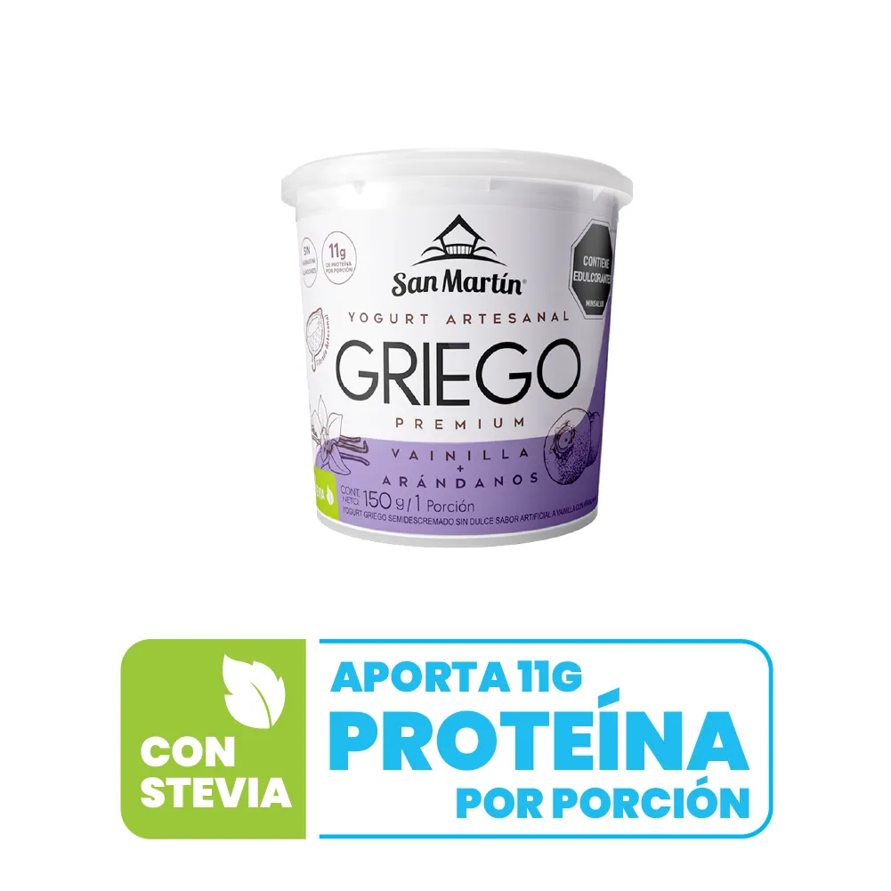 SAN MARTIN Yogurt Griego San Martin Vainilla almacenar en refrigeracion de 4°c+/- 2oc