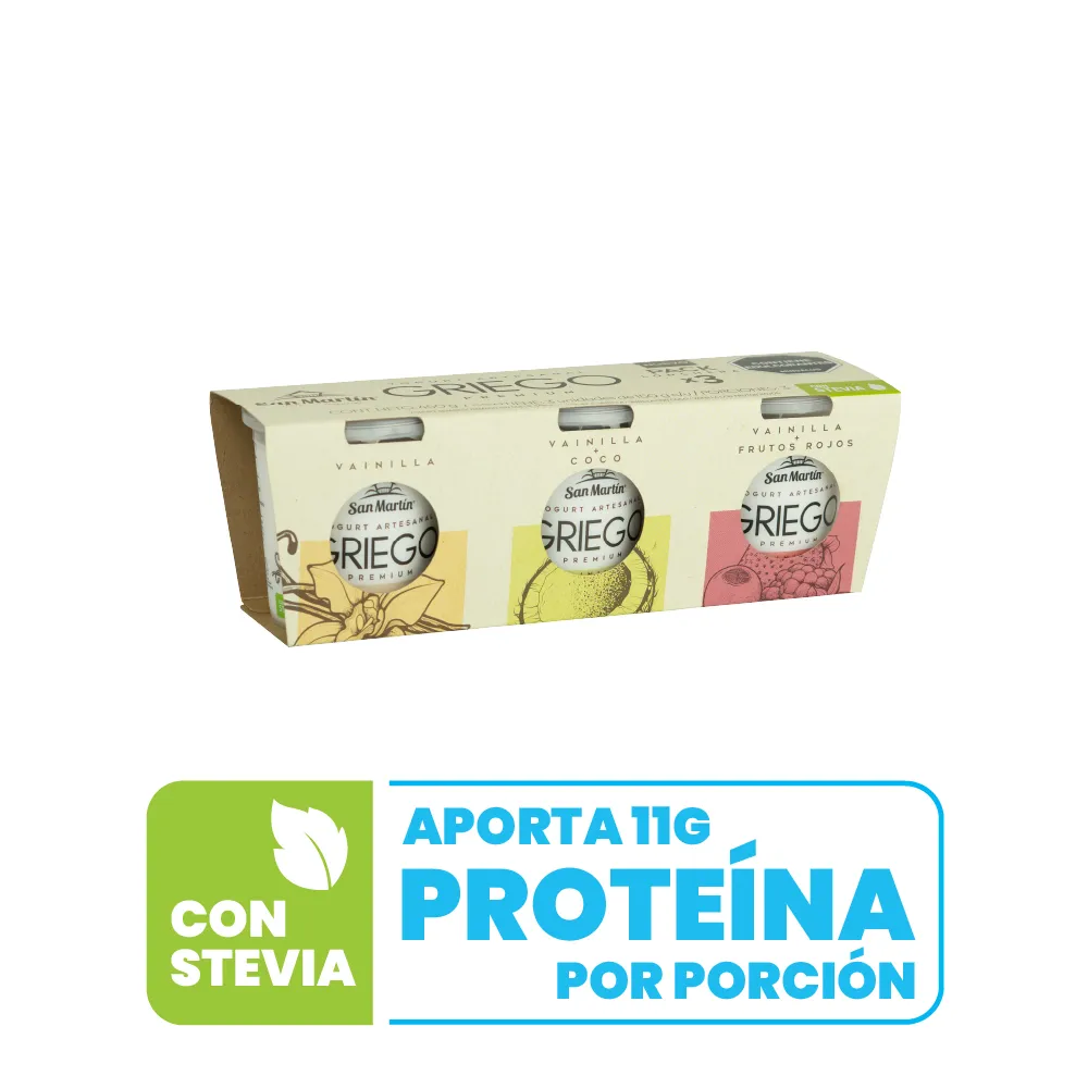 SAN MARTIN Yogurt San Martin Griego Surtido almacenar en refrigeracion de 4°c+/- 2oc