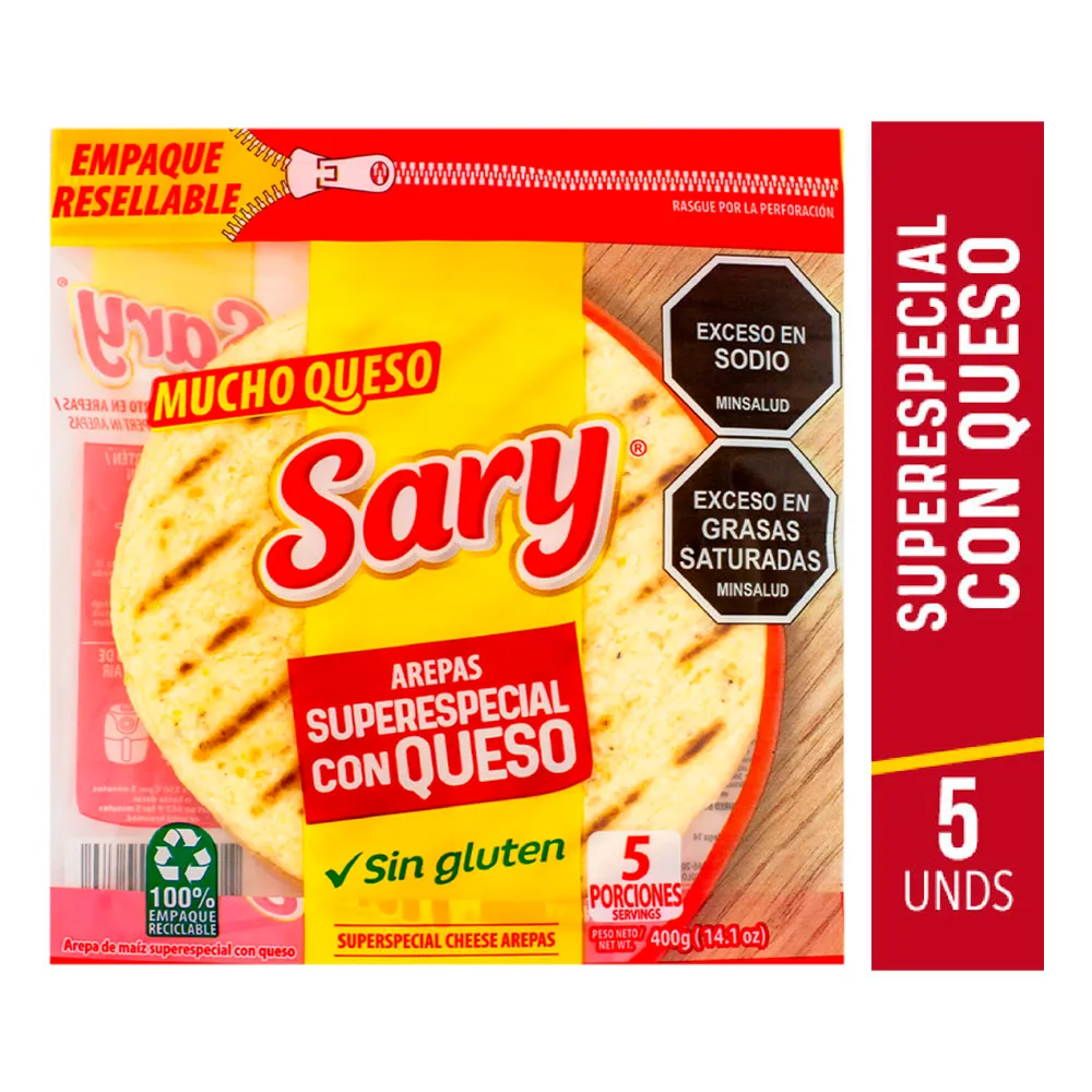 SARY Arepas Superespecial Queso x5und x400g refrigerado