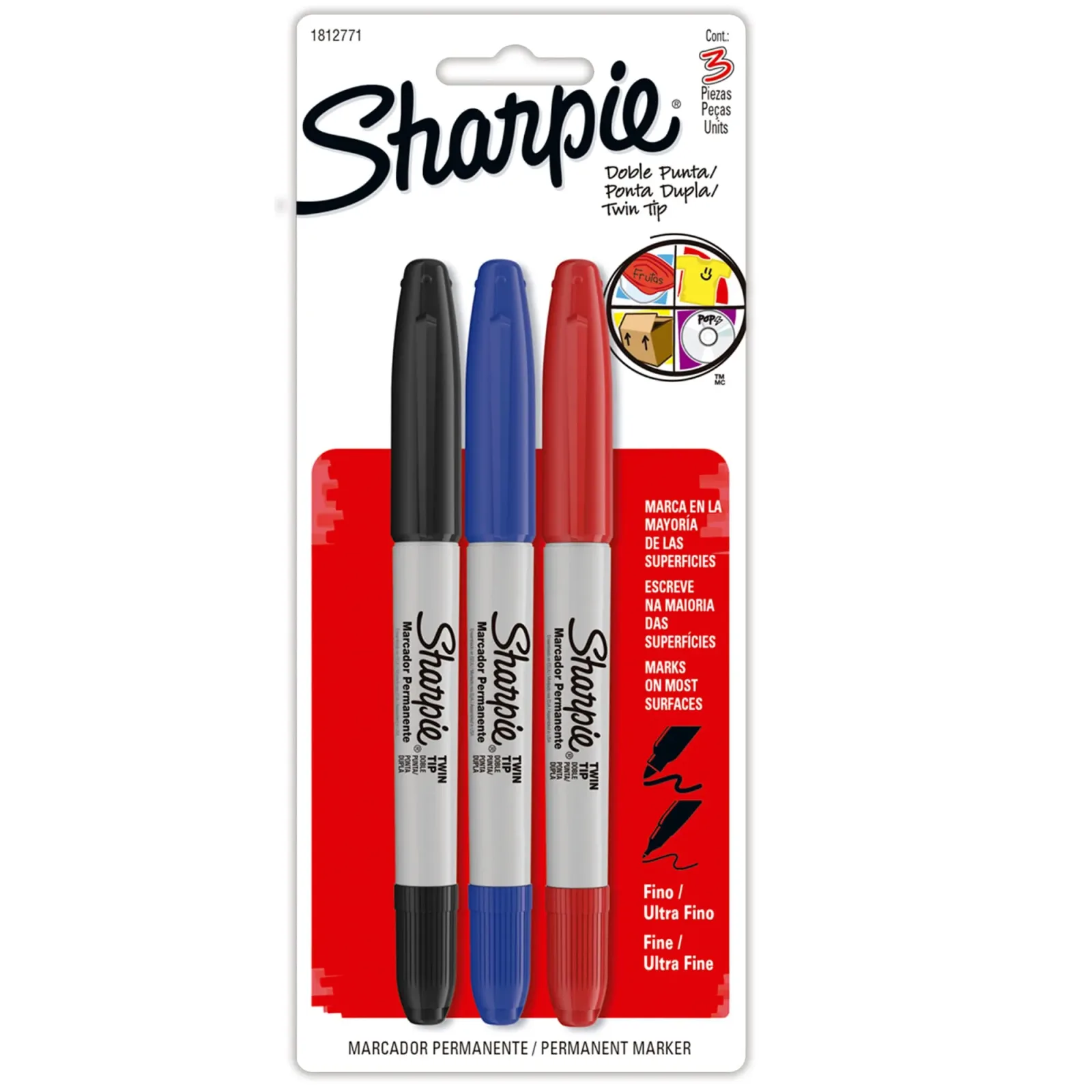 Sharpie Marcador Fino Doble Punta 3 Sharpie Marcador Fino Doble Punta 3