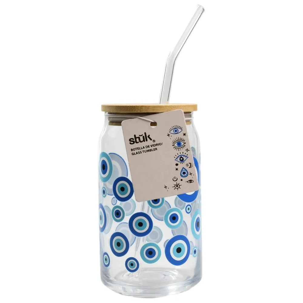 Stuk Vaso Vidrio Ojos Turcos Popote