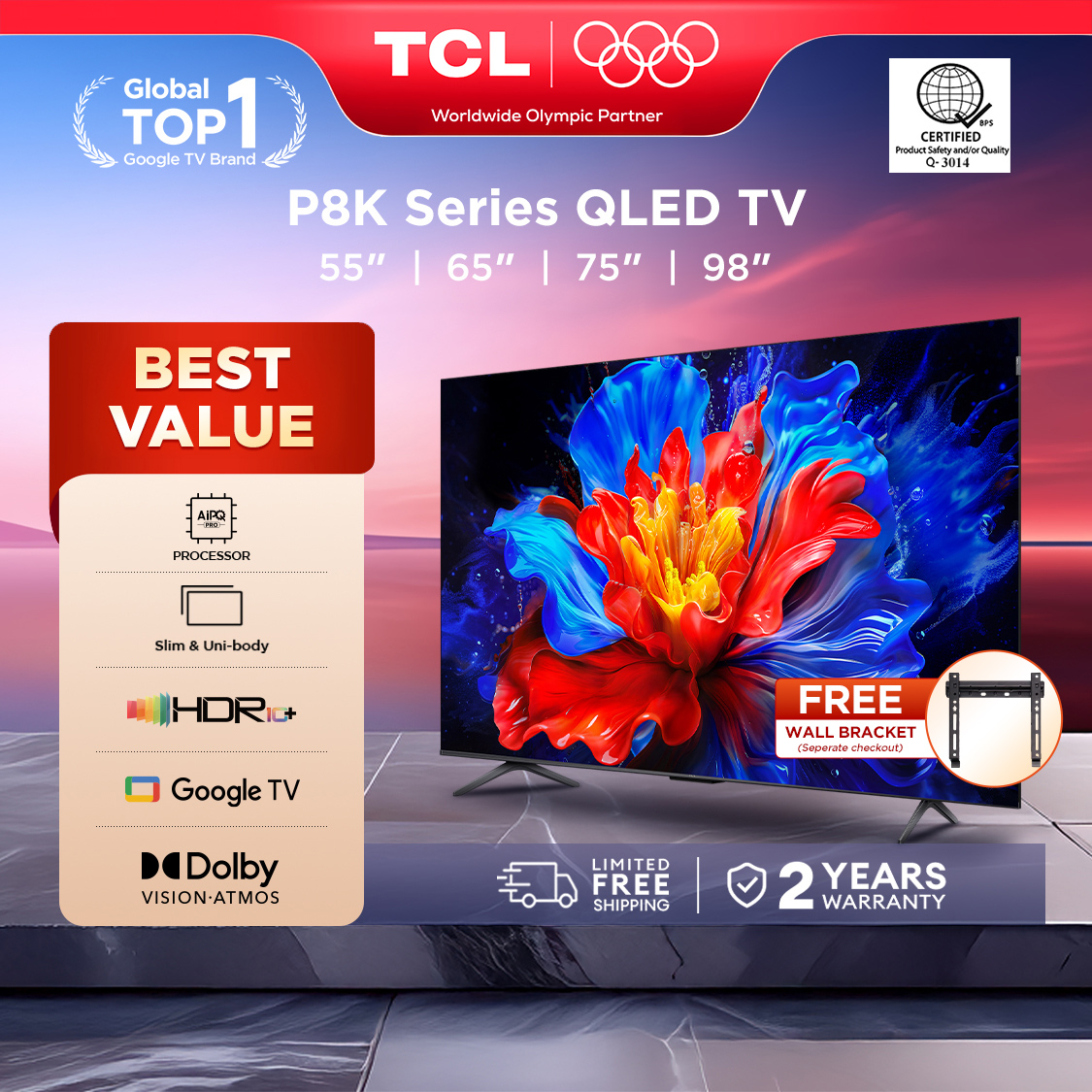 TCL p8k Series 4k Qled Hdr