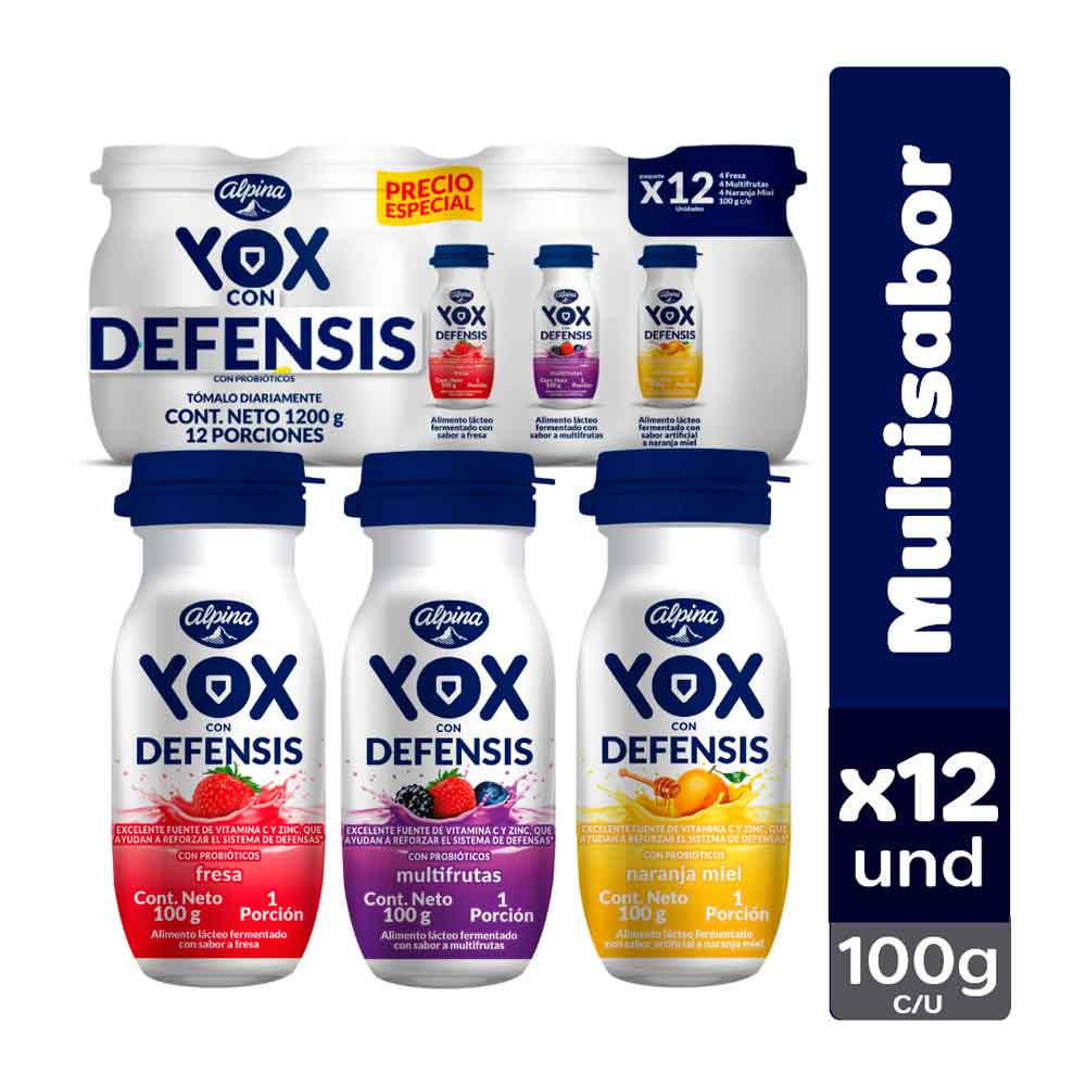 YOX Alimento Lacteo Defensis Surtido x12und refrigerado