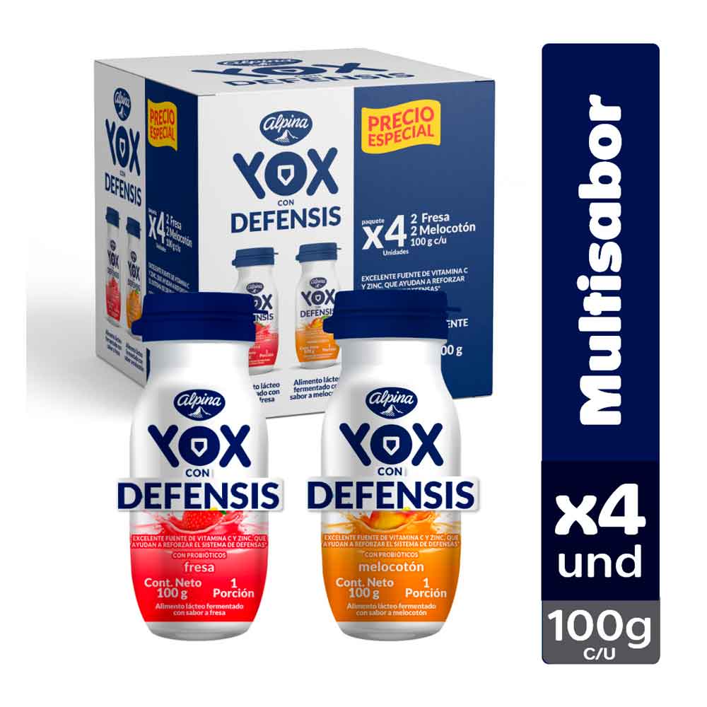 YOX Alimento Lacteo Defensis Surtido x4und refrigerado