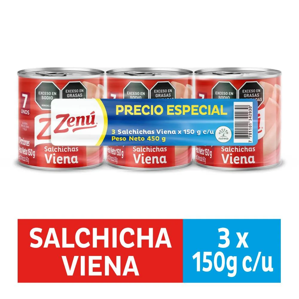 ZENU Salchichas Viena X 3 Unidades refrigerado